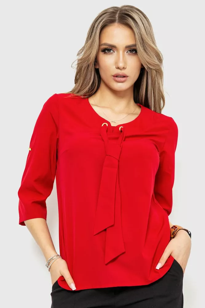 Купити Блуза однотонна, колір бордовий, 230R150 - Фото №1