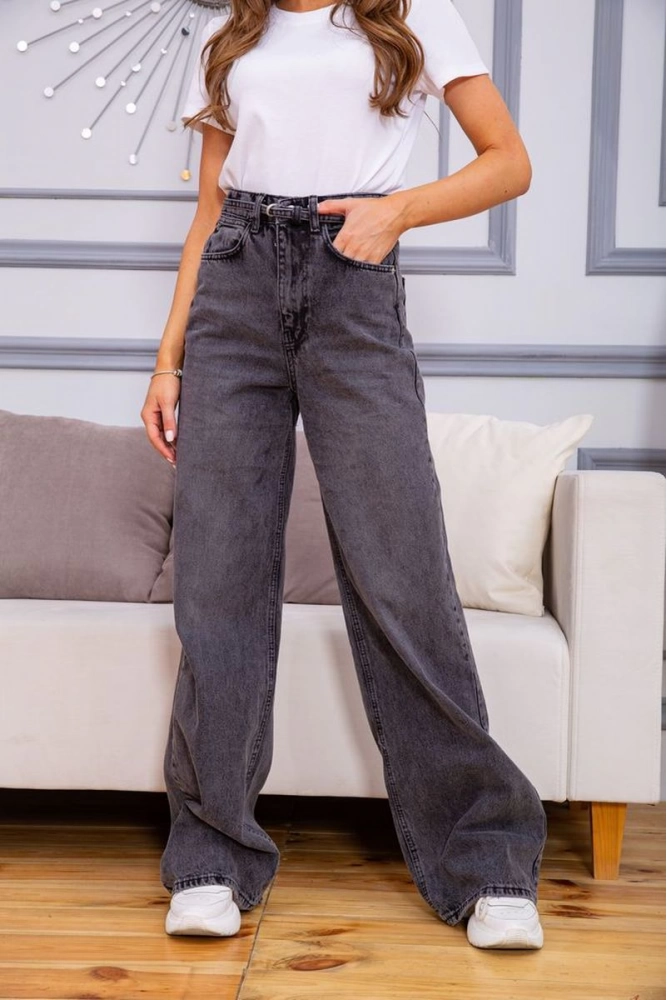 Купити Жіночі джинси труби грифельного кольору 157R923 - Фото №1