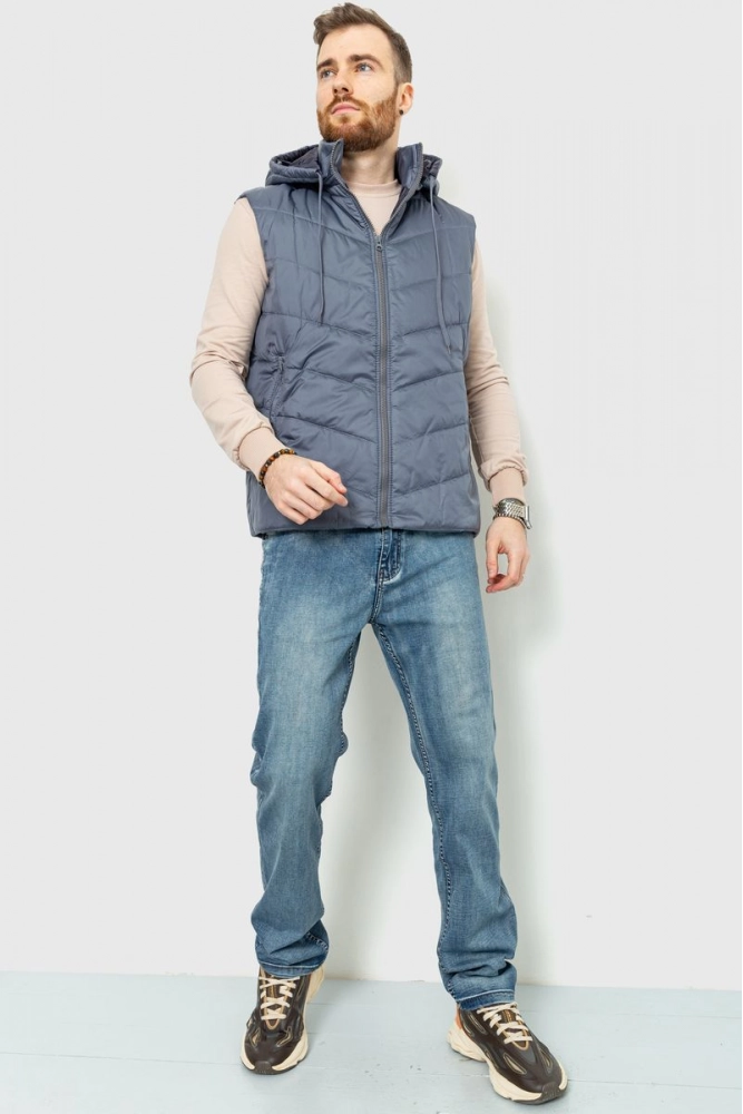 Купить Жилетка мужская с капюшоном, цвет серый, 190R302 - Фото №1