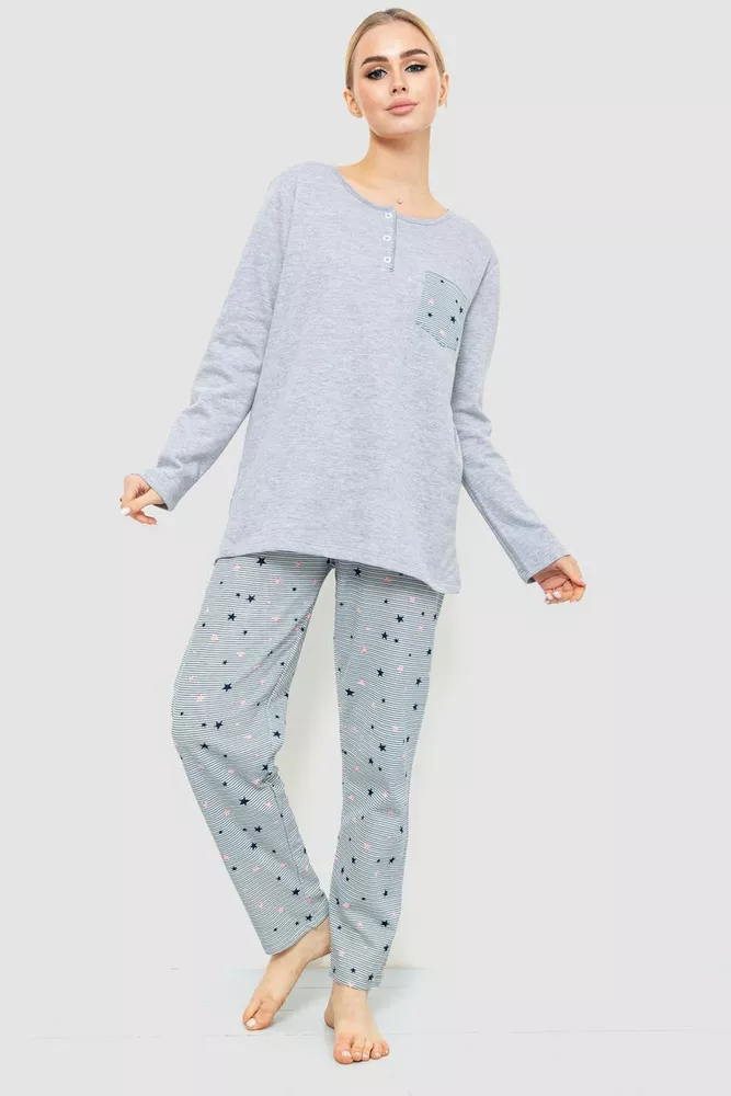 Купить Пижама женская утепленная, цвет серый, 219R005-1 - Фото №1