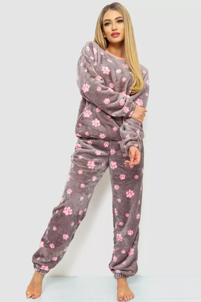 Купить Пижама женская плюшевая, цвет серо-розовый, 102R5241 оптом - Фото №1