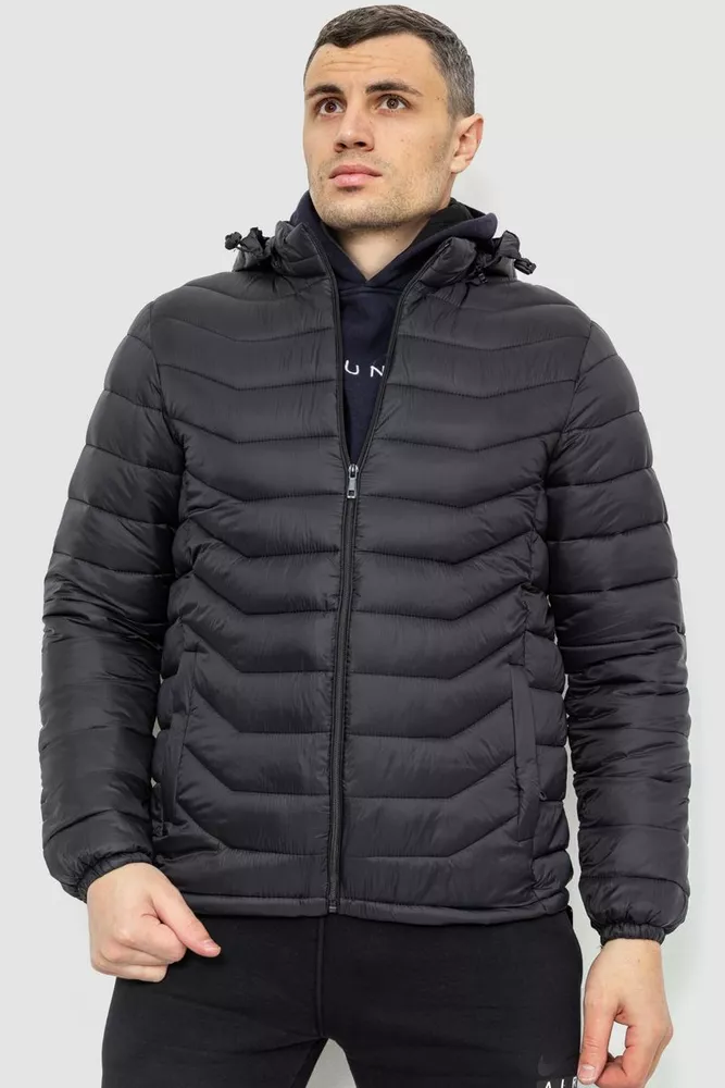 Купить Куртка мужская демисезонная с капюшоном, цвет черный, 234R902 оптом - Фото №1
