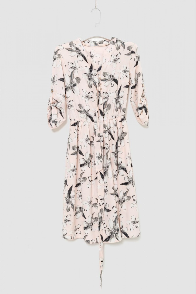 Купити Сукня з квітковим принтом  -уцінка, колір сіро-пудровий, 230R006-18-U-3 - Фото №1
