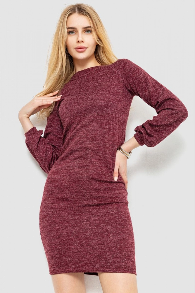 Купити Сукня повсякденна прямого крою, колір бордовий, 176R016 - Фото №1