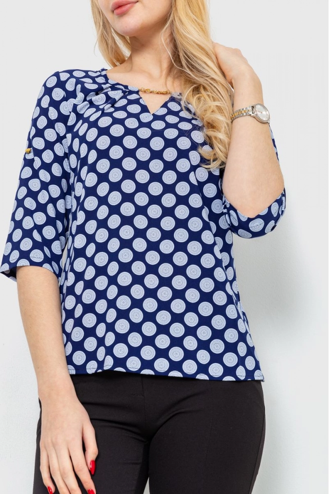 Купити Блуза з принтом, колір синьо-білий, 230R061-1 - Фото №1