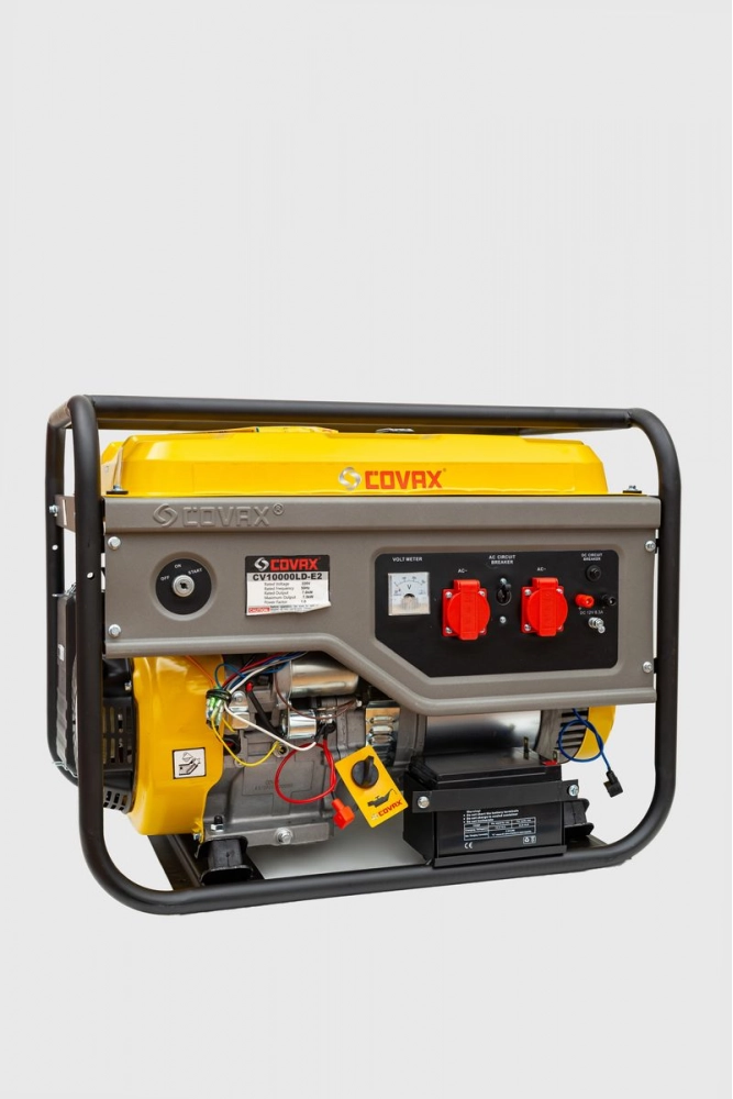 Купить Генератор бензиновый 7 кВт COVAX, цвет желто-чёрный, CV10000-E2 - Фото №1