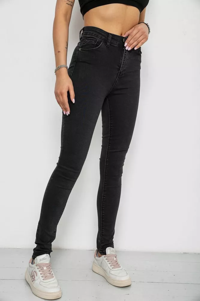 Купити Джинси жіночі Skinny, колір чорний, 182R4296 оптом - Фото №3