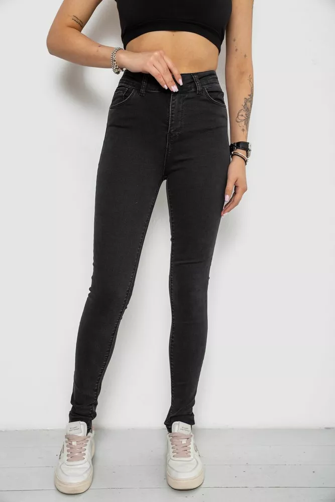 Купити Джинси жіночі Skinny, колір чорний, 182R4296 оптом - Фото №1