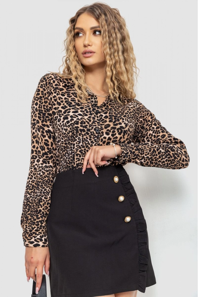 Купить Рубашка женская на пуговицах, цвет леопардовый, 235R3747 - Фото №1