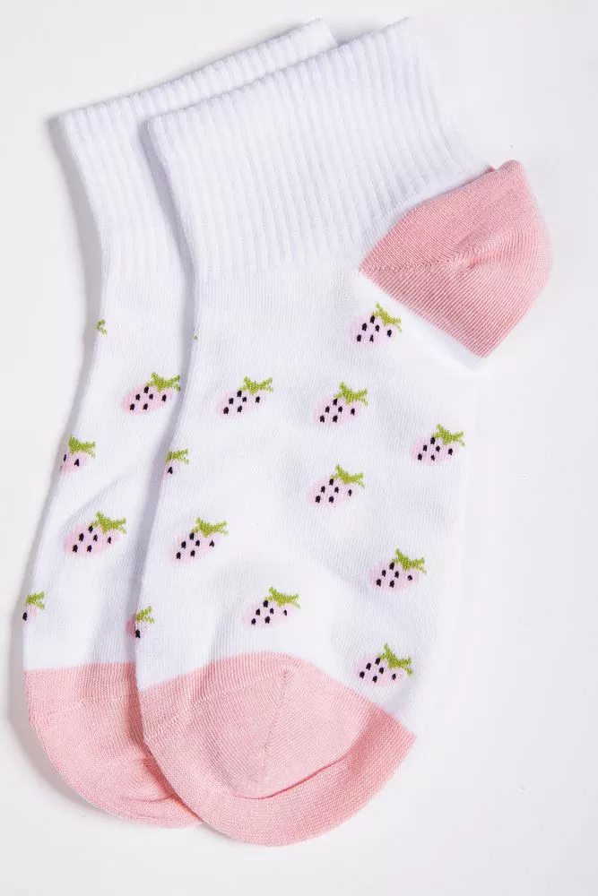 Купити Короткі жіночі шкарпетки, біло-персикового кольору, 151R2846 - Фото №1