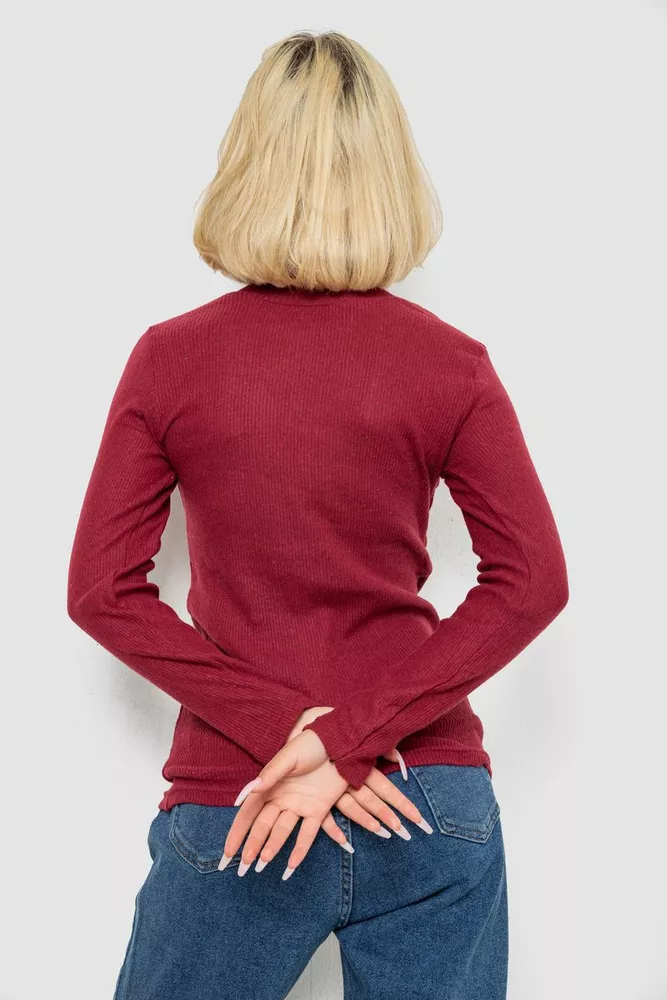 Купити Гольф жіночий однотонний в рубчик, колір бордовий, 238R803 - Фото №4