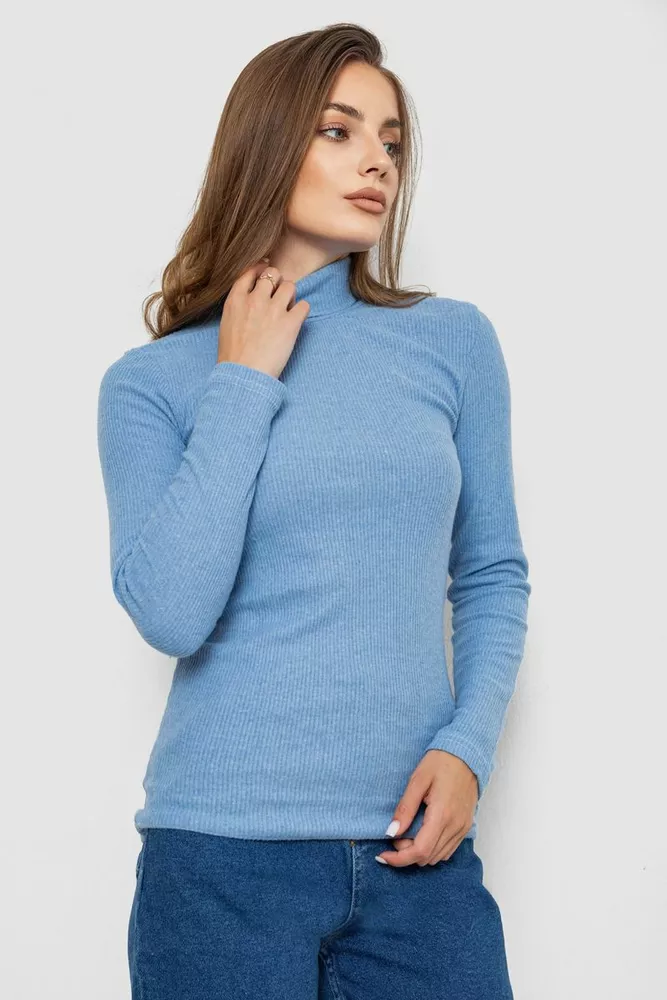 Купити Гольф жіночий однотонний в рубчик, колір блакитний, 238R803 - Фото №3