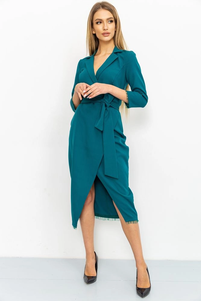 Купить Платье с поясом, цвет зеленый, 176R2109 - Фото №1