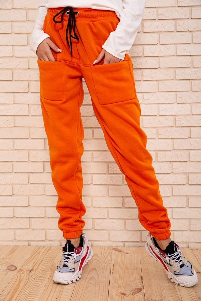Купити Спортивні штани на флісі, колір помаранчевий, 102R143 - Фото №1