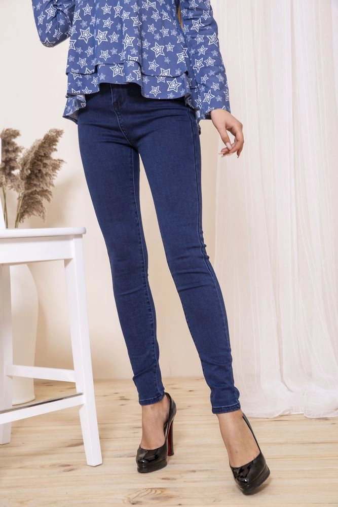 Купити Жіночі приталені джинси, синього кольору, 164R6012 оптом - Фото №1