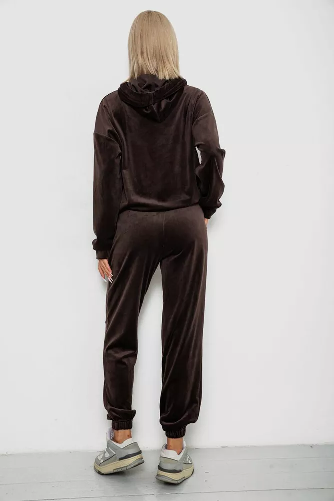 Купити Спортивний костюм жіночий велюровий, колір шоколадний, 241R1530-5 - Фото №4