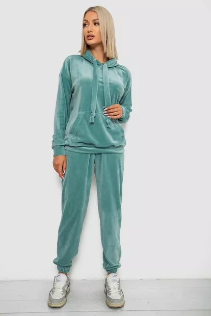 Спортивный костюм женский велюровый, цвет мятный, 241R1530-5