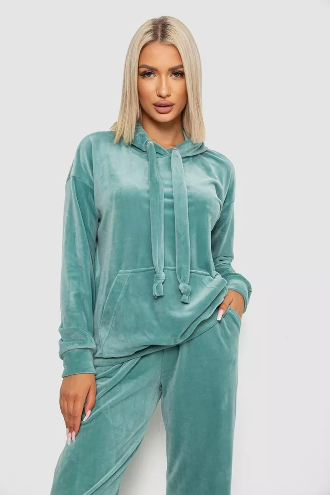 Купити Спортивний костюм жіночий велюровий, колір м'ятний, 241R1530-5 - Фото №2