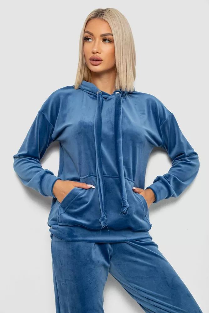 Купити Спортивний костюм жіночий велюровий, колір джинс, 241R1530-5 - Фото №2