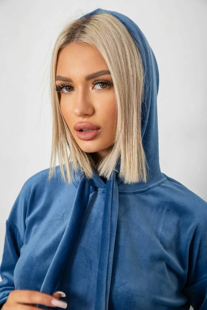Купити Спортивний костюм жіночий велюровий, колір джинс, 241R1530-5 - Фото №5