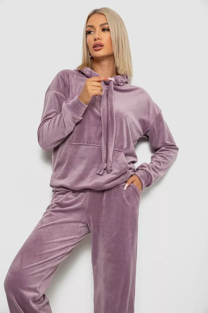 Купити Спортивний костюм жіночий велюровий, колір пудровий, 241R1530-5 - Фото №2