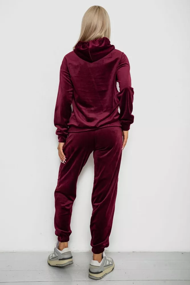Купити Спортивний костюм жіночий велюровий, колір бордовий, 241R1530-5 - Фото №4