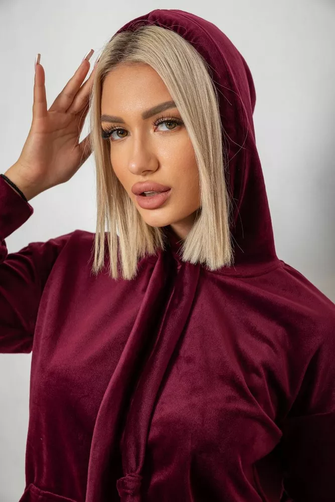 Купити Спортивний костюм жіночий велюровий, колір бордовий, 241R1530-5 - Фото №5