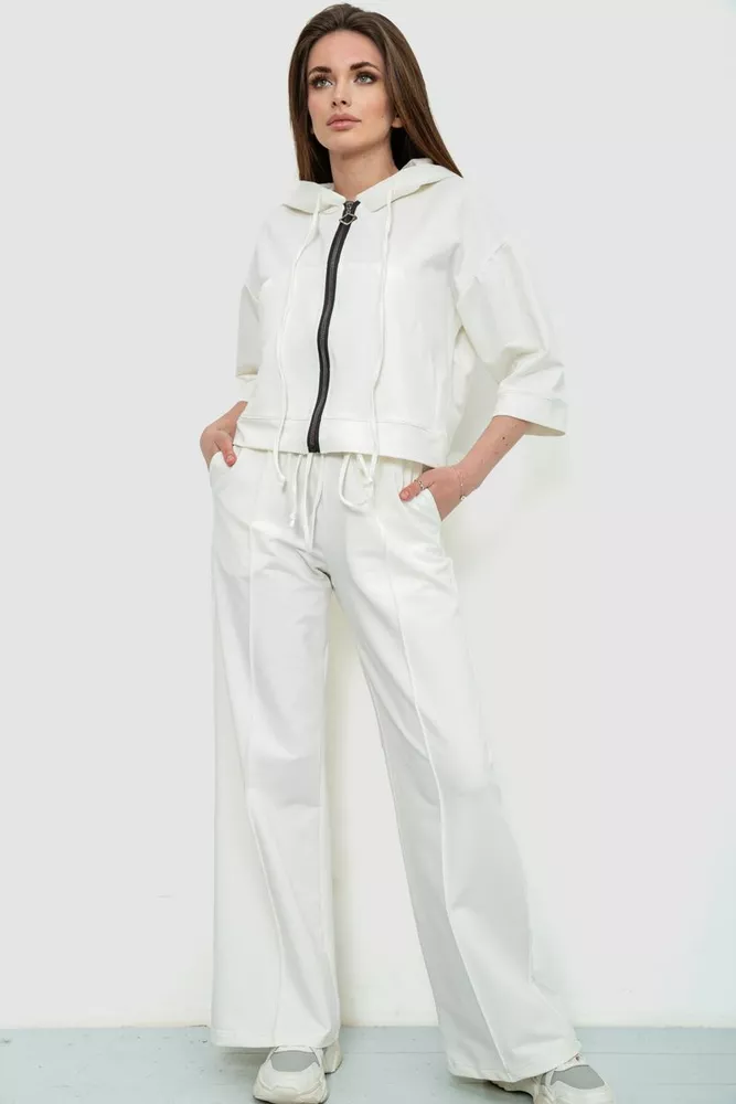Купити Спорт костюм жіночий двонитка, колір молочний, 102R5247 - Фото №1