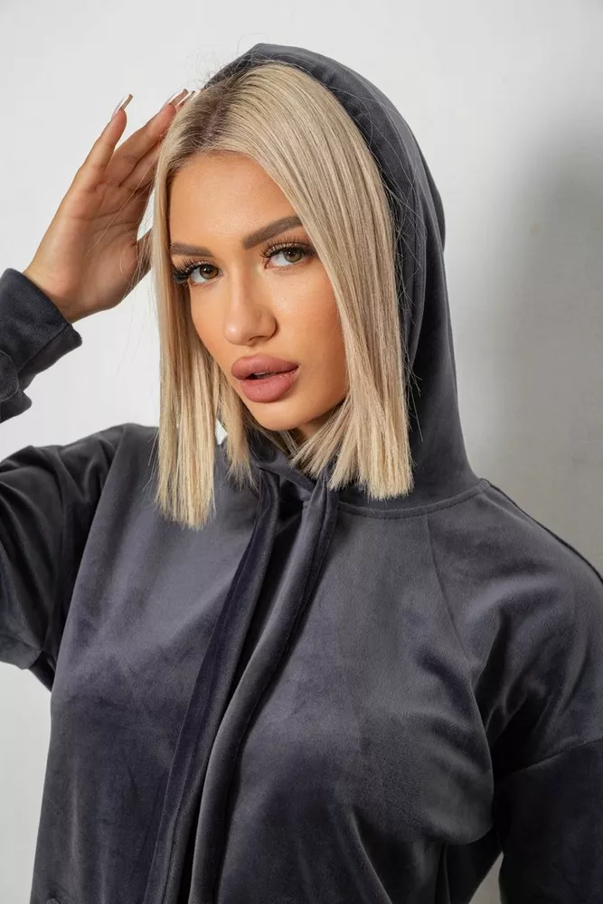 Купити Спортивний костюм жіночий велюровий, колір сірий, 241R1530-5 - Фото №5