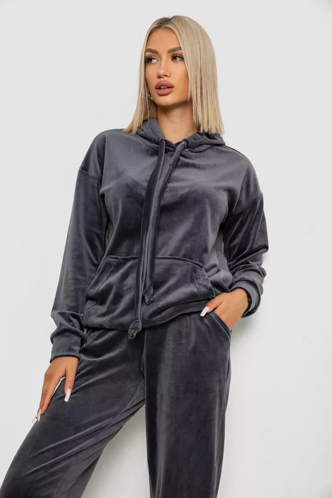 Купити Спортивний костюм жіночий велюровий, колір сірий, 241R1530-5 - Фото №2