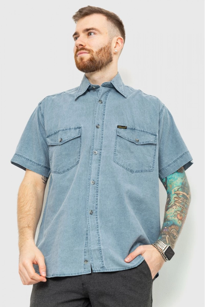 Купить Рубашка мужская повседневная, цвет джинс, 167R961 - Фото №1