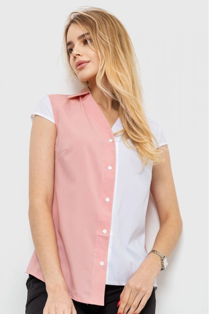 Купити Блуза двухцветная  -уцінка, колір пудровий, 230R99-U-19 - Фото №1