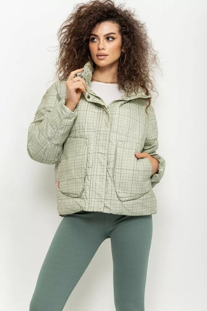 Купити Куртка жіноча демісезонна, колір оливковий, 224RP036-1 оптом - Фото №1