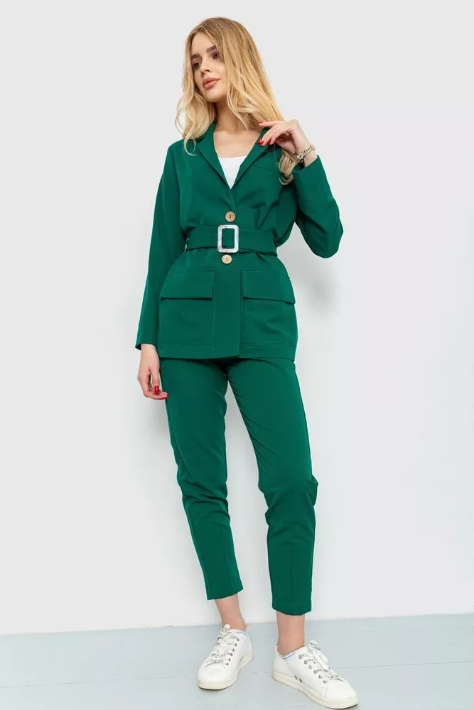 Купити Костюм жіночий однотонний класичний, колір зелений, 115R0471 оптом - Фото №1