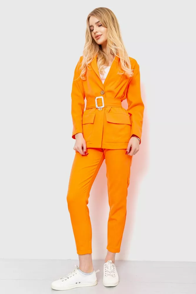 Купити Костюм жіночий однотонний класичний, колір помаранчевий, 115R0471 оптом - Фото №1