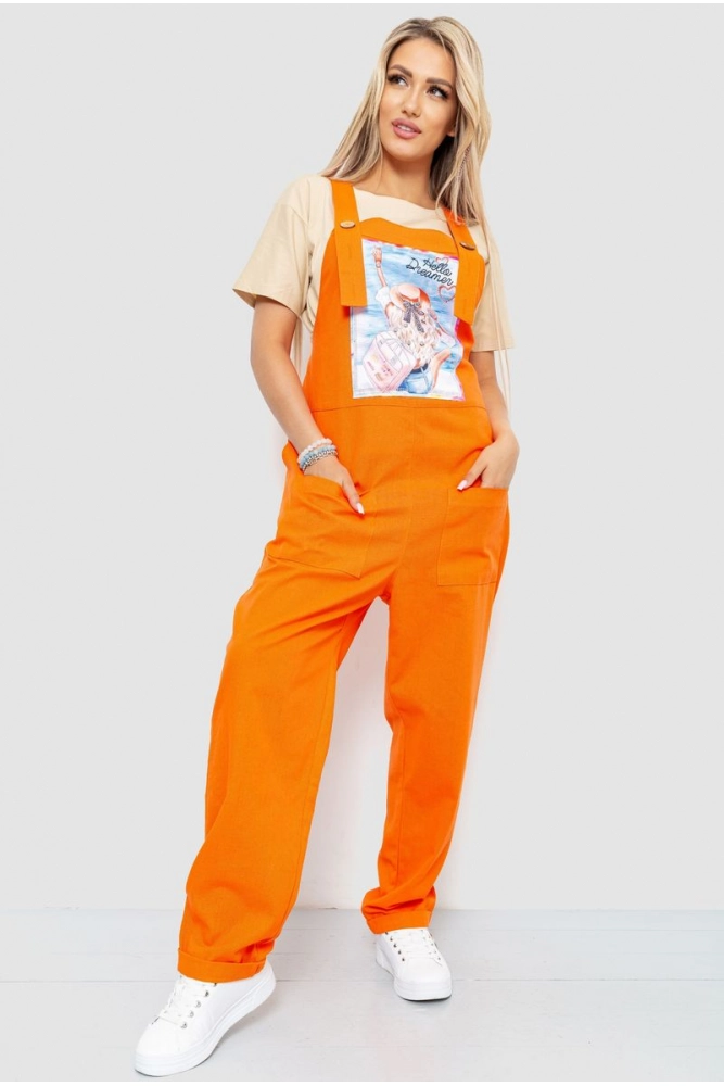 Купити Комбінезон жіночий  з принтом, колір помаранчевий, 102R5169-1 - Фото №1