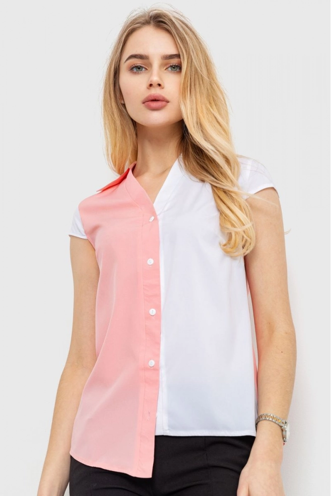 Купити Блуза двухцветная  -уцінка, колір рожевий, 230R99-U-18 - Фото №1