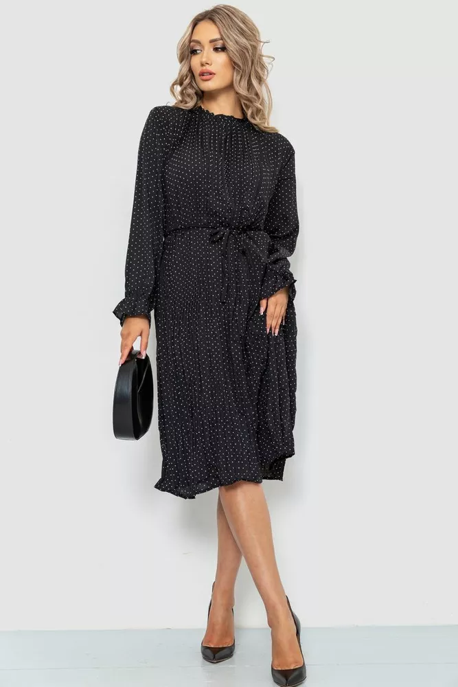 Купити Сукня вільного крою шифонова  -уцінка, колір чорний, 204R701-U-5 - Фото №1