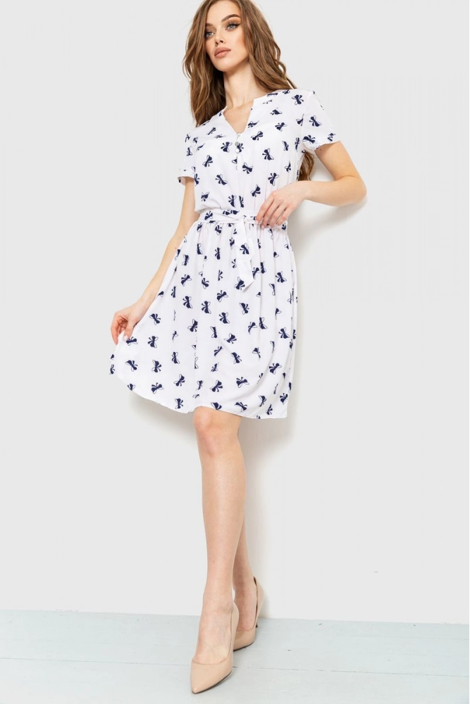 Купити Сукня з принтом, колір біло-синій, 230R006-7 - Фото №1