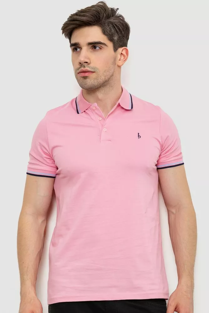 Купити Поло чоловіче однотонне, колір рожевий, 214R2138 - Фото №1