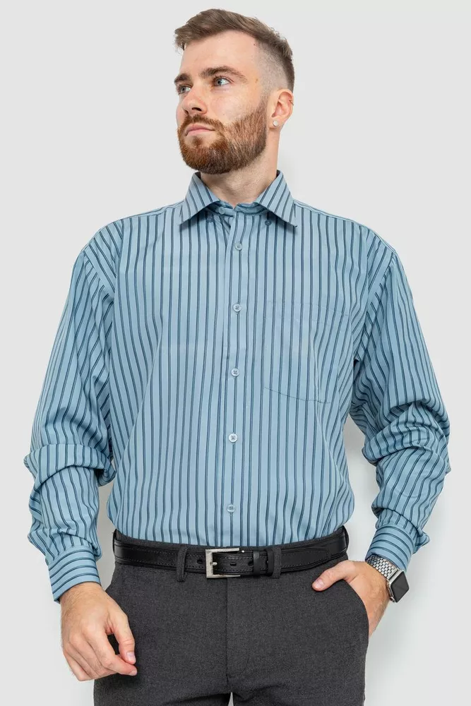 Купить Рубашка в полоску с длинным рукавом AG-0002179 -уценка, цвет Серый - Фото №1
