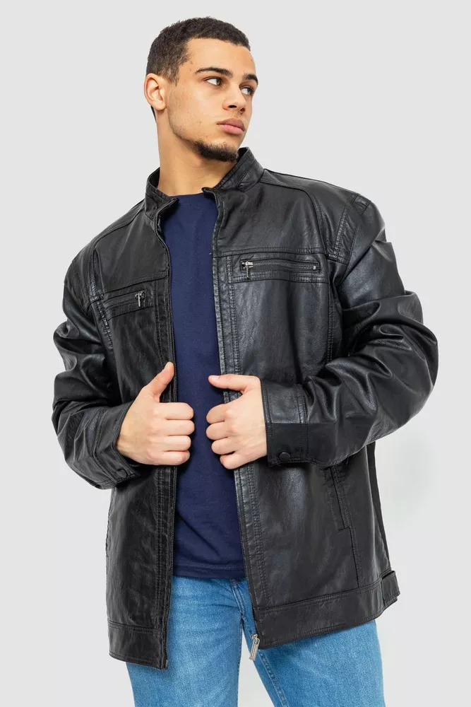 Купить Куртка мужская экокожа батал, цвет черный, 244R168 - Фото №1