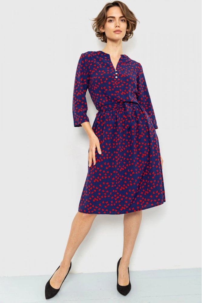 Купити Сукня з принтом, колір синьо-червоний, 230R006-20 - Фото №1