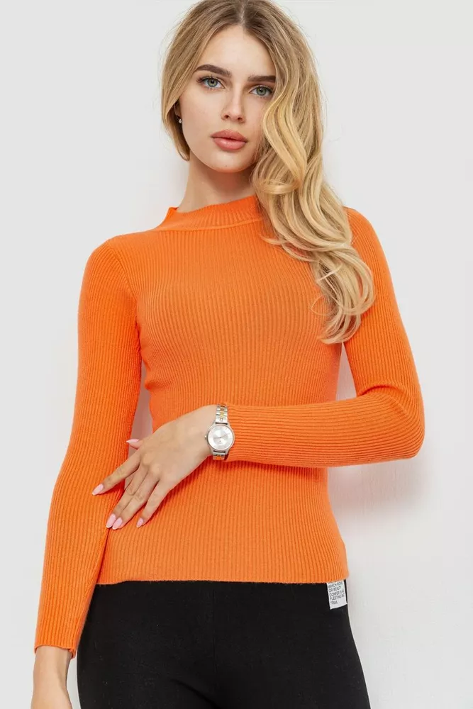 Купити Водолазка жіноча однотонна, колір помаранчевий, 204R019 оптом - Фото №1
