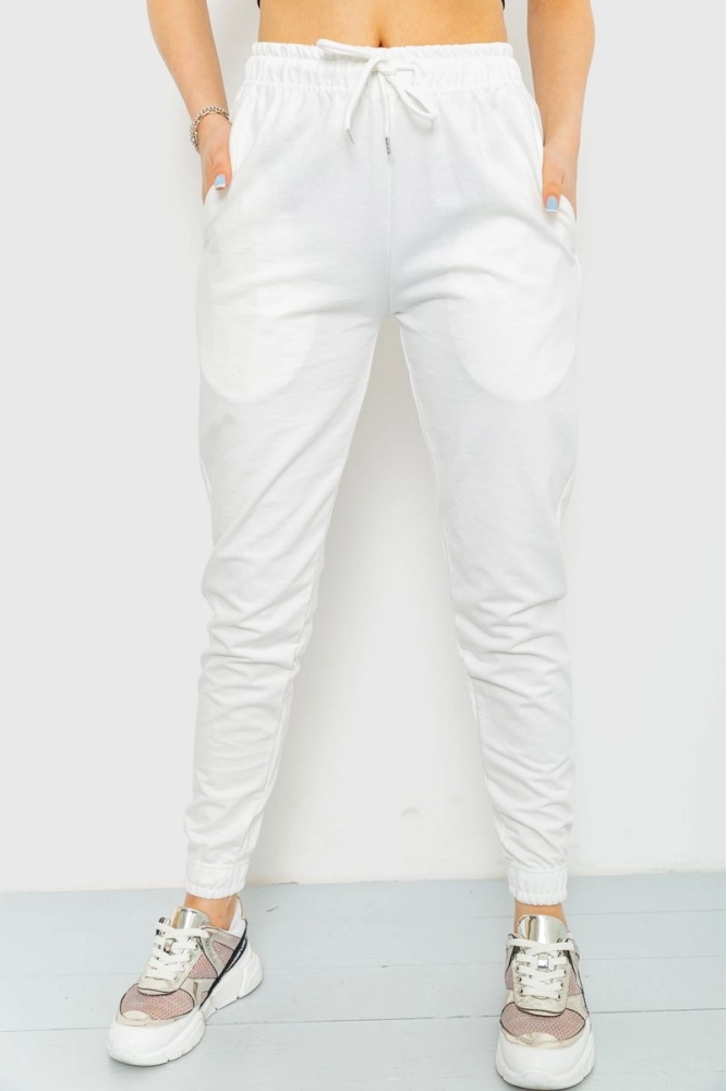 Купити Спорт штани жіночі, колір білий, 220R040 - Фото №1