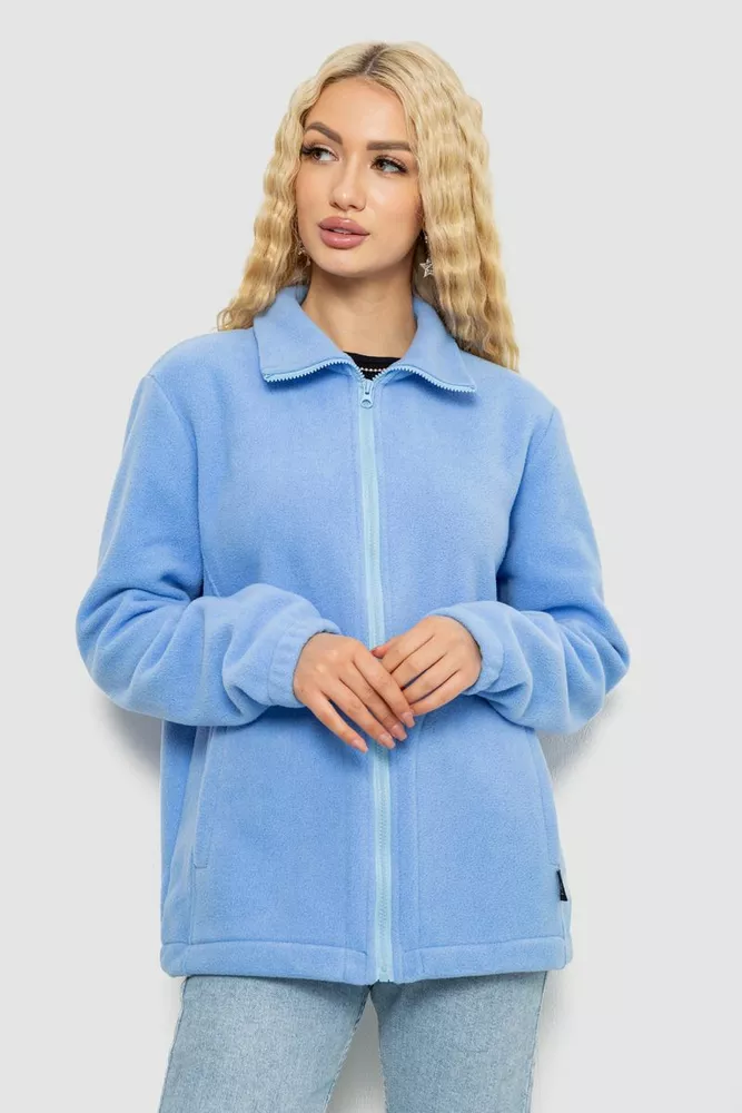Купити Кофта жіноча флісова на блискавці, колір блакитний, 102R5278 - Фото №1