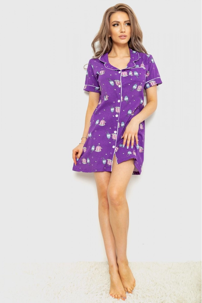 Купити Халат жіночий домашній  -уцінка, колір фіолетовий, 182R4656-U-8 - Фото №1