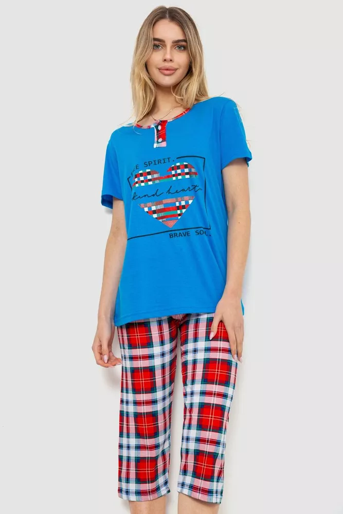 Купити Жіноча піжама з принтом, колір електрик, 219R114 оптом - Фото №1