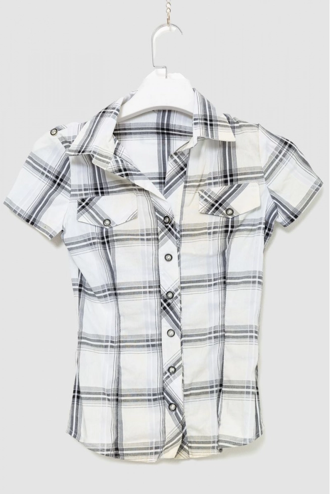 Купить Рубашка женская в клетку  -уценка, цвет серо-молочный, 230R061-11-U-11 - Фото №1