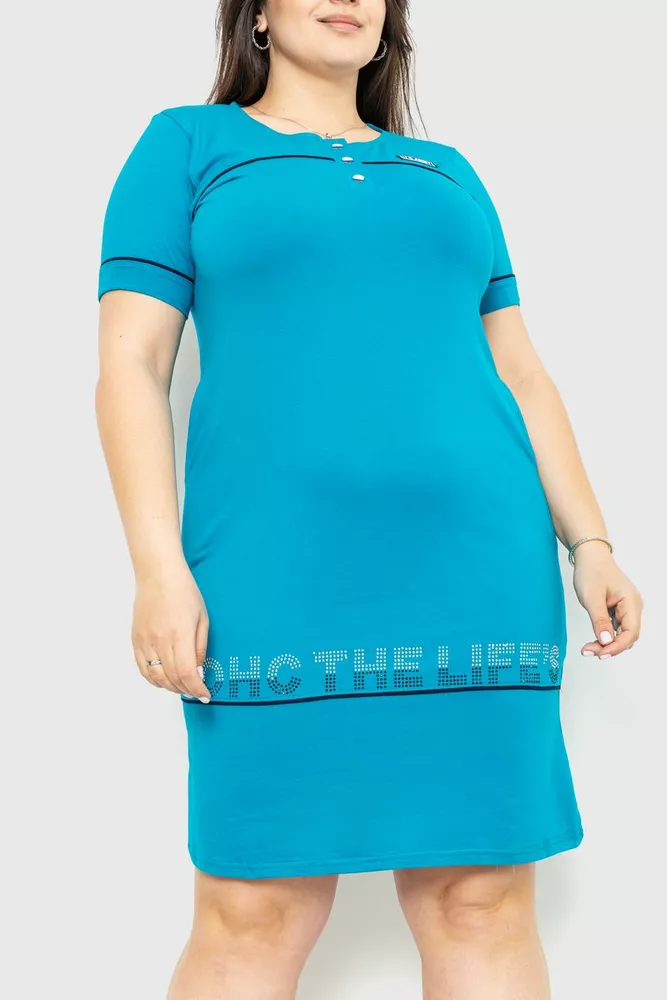 Купити Сукня повсякденна домашня, колір темно-бірюзовий, 231R6272 - Фото №1